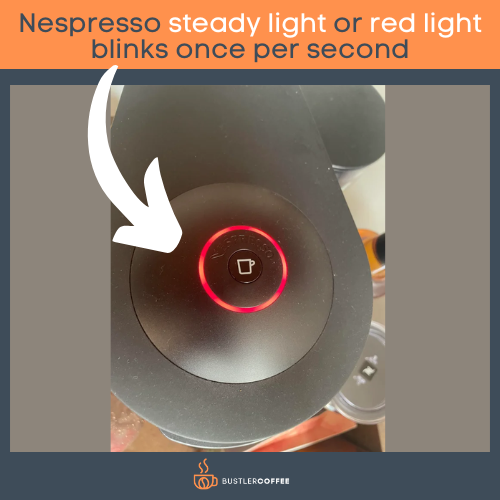 Nespresso Steady light or red light blinks once per second