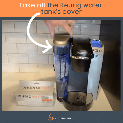 Take off the Keurig water tank's cover
